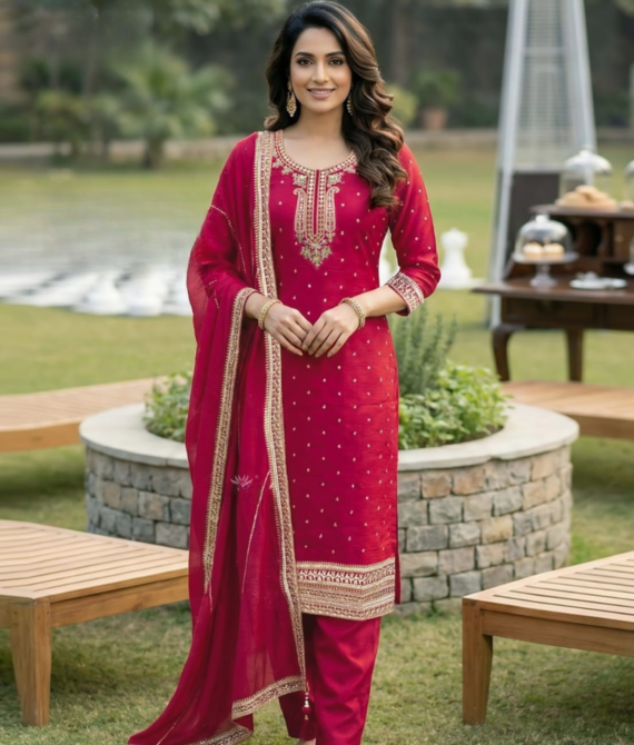 Fashion Fab Women Viscose Rayon Kurti Pant Dupatta Set